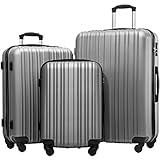 Merax Hylas 3 Piece Luggage Set Lightweight Spinner Suitcase(Silver)