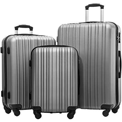 Merax Hylas 3 Piece Luggage Set Lightweight Spinner Suitcase(Silver) Merax Hylas 3 Piece Luggage Set Lightweight Spinner Suitcase(Silver)