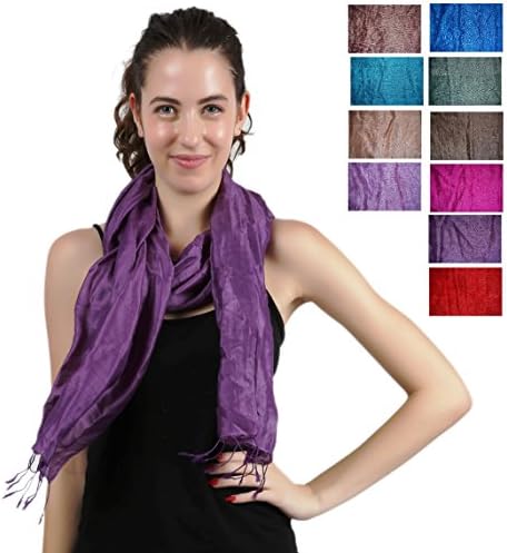 Handloomed 100% Pure Handspun Mulberry Silk Soft, Shiny Warm Scarf. X1895