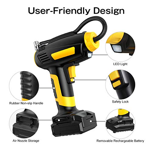 SKEY Tire Inflator,Portable Handheld Air Compressor with Rechargeable