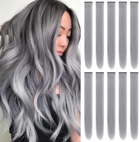 TOFAFA 22 inch Colored Hair Extensions Straight Hairpiece, Multi