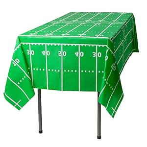 Football Field – Super Bowl 12 Pack Premium Disposable Plastic Tablecloth 54 Inch. x 108 Inch. Decorative Rectangle…