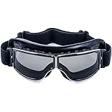 Cynemo Motorcycle Goggles Vintage Pilot Leather Riding Glasses Scooter ATV Off-Road Anti-Scratch Dust Proof Eyewear for Men W