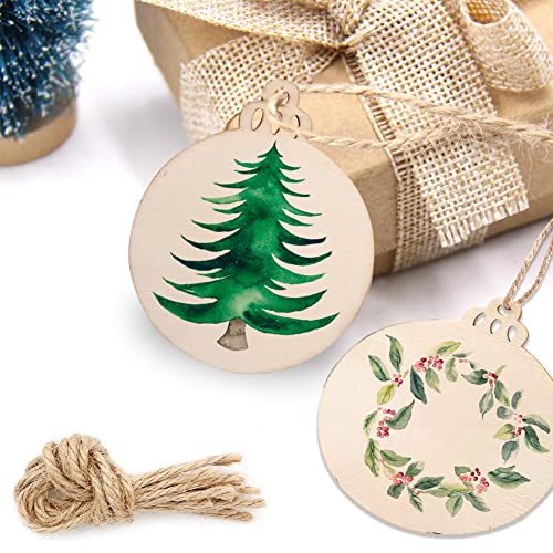 PartyTalk 30pcs Round Wooden Discs with Holes, 3