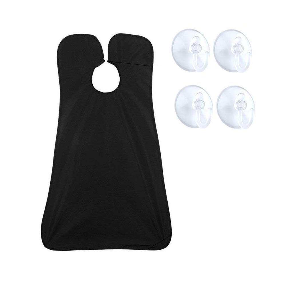 Barba Delantal,JUSTIME Babero para barba con ventosa,Recortes de pelo y barba Catcher Grooming Cape deje que su baño de mantener limpio(Negro)