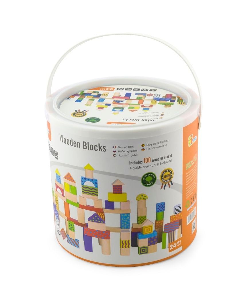 Viga Wooden Blocks - 100Pcs Alphabet & Numbers