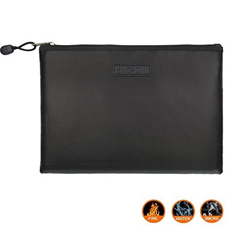 Fireproof A4 file bag NON-ITCHY Zipper and Velcro Closure For File Pouch Silicone Coated Safe Fire&Water Resistant Money Purse (X-Large(13.5\
