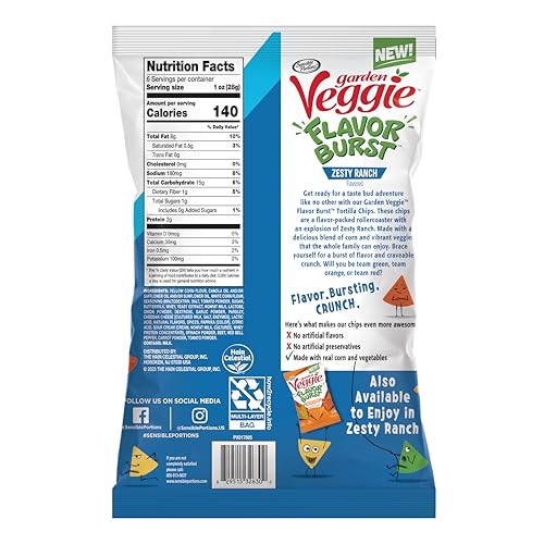 SENSIBLE PORTIONS GARDEN VEGGIE FLAVOR BURST TORTILLA CHIPS, RANCH, 6 OZ