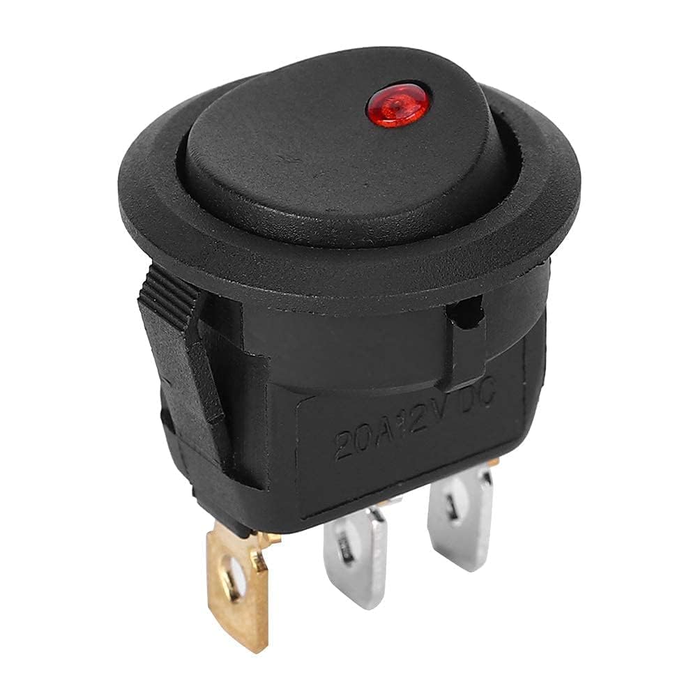 10PCs Round Rocker Toggle Switch 12V ON/OFF Switch 3‑Pin Waterproof SPST Switch with LED Spotlighting Silver Terminal