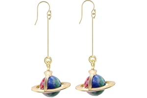 FUTIMELY Creative Planet Earth Star Drop Earrings for Women Long Pendant Ear Clip Dangle Earrings Blue Planet Star Charm Jewelry