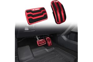 BOYOUS 2pcs No Drill Aluminum Pedal Covers Anti-Slip Brake and Gas Accelerator Pedal Pads for Ford F-150 2015 2016 2017 2018 2019 2020,Not Fit 2009-2014,2021 F150(Red)