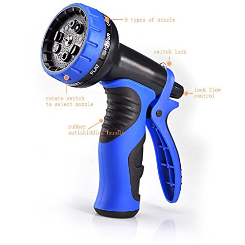 Garden Hose, Newest 75 FT Expandable Heavy Double Latex Flexible Hose - 9-Pattern High Pressure Water Spray Nozzle. Suitable for Wash Cars, Clean Walls, Watering Lawns and Garden Plants, etc. - Thumbnail 2