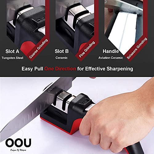 OOU 7 Pieces Knife Set with Acrylic Block, Professional High Carbon