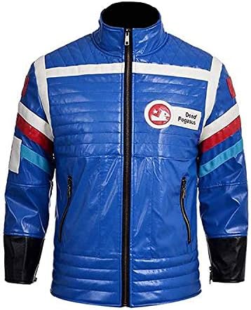 Mens My Chemical Romance MCR Party Poison Costume Biker Style Blue Leather Jacket