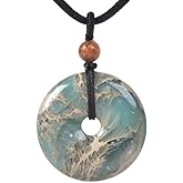 JUST IN STONES Gemstone 30mm Donut Beads Reiki Chakra Pendant Necklace Handmade Jewelry 22 Inch