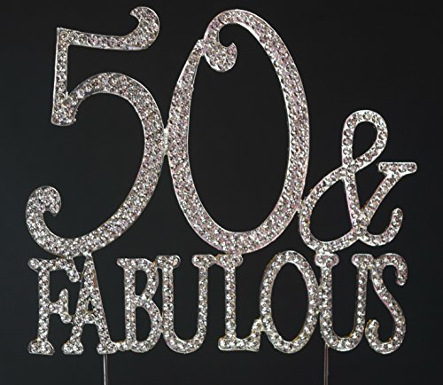 50 And Fabulous Cake Topper Premium Sparkly Crystal Import It All