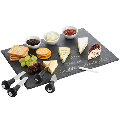 VonShef Cheese Tray and Dipping Accessories with Slate Serving Board for Cheese and Charcuterie with Knives and Dishes