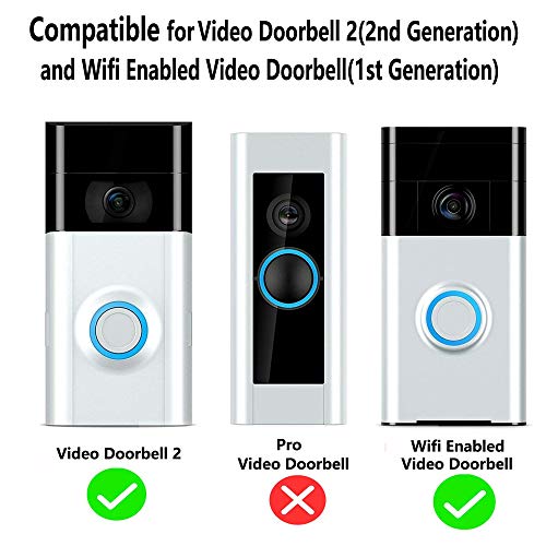 Adjustable Angle Mount Compatible Ring Video Doorbell 2 & Ring Wi-Fi Enabled Video Doorbell, QIBOX Wedge Kit/Angle Adapter/Mounting Plate/Bracket / Ring Corner Kit (ONLY for Ring 1st & 2nd)