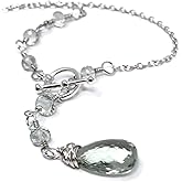 Aerides Designs Green Amethyst Necklace Sterling Silver Toggle Clasp Prasiolite Asymmetrical