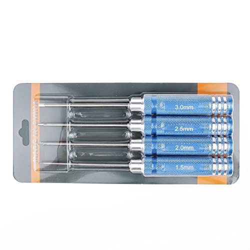 Hex Screwdrivers Key Driver Tool Set T10059 1.5mm 2mm 2.5mm 3mm M1.5 M2 M2.5 M3 Aluminum Handle HSP 4Pcs