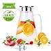 Glass Pitcher Uten Upgrade Clear Water Pitcher with Solid Handle+ Anti-overflow V-opening Mouth Pour Premium Refrigerator Pitcher for Juice,Coffee,Ice Cold Water,Hot Water,Tea,etc - 1.8 L, 62 Oz