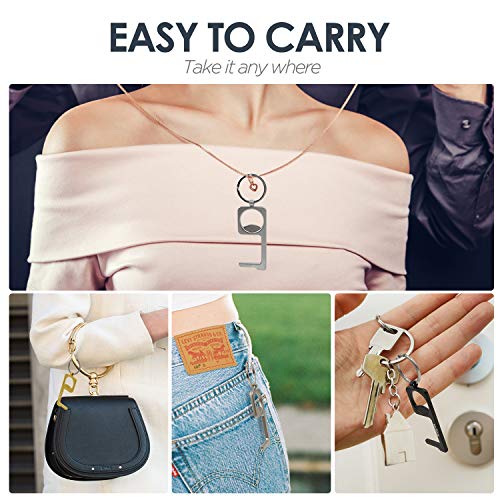 No Touch Door Opener Tool,No Touch Hand Tool Multitools Non-Contact Door Opener with Bottle Opener, Key Ring 4PCS (Style Two)