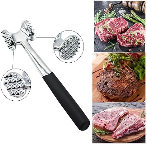 Xixihaha Meat Tenderizer Mallet Tool Hammer For Tenderizing Steak Beef And Poultry Double Side Manual Hammer Heavy Duty Loose Meat Beater Tool (Tenderizer Mallet)