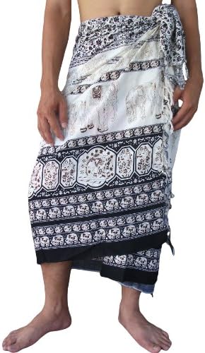 AromD Unisex Elephant Classic Sarong Swimsuite Cover-up, Black