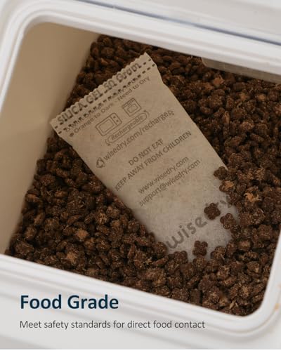 wisedry 50 Gram [10 Packs] Silica Gel Desiccant Sachets Microwave Fast Reactivate Desiccant Bags with Indicating Beads for Closet Gun Safes Bathroom Food Grade