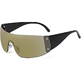 Fozono Trendy Rimless Star Y2K Sunglasses for Women Men Shield Oversized Wrap Around Frameless Sunglasses UV400 Protective