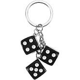 PATIKIL Lucky Dice Keychain Charm, Resin 3D Cube Square Mini Dice Keyrings with 3 Pendants for Bag