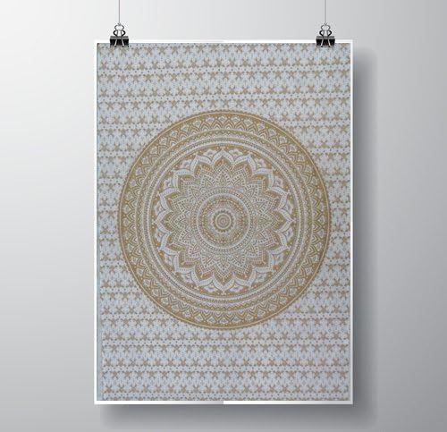 Third Eye Export Decorative Tapestry Wall Decor / Ethnic Wall Hanging Art / Hippie Wall Art/ Boho Poster (Gold2)