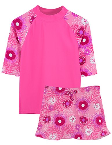 Tuga Girls Tropical Breeze 3 PC Swim Set (UPF 50+), Carnation, 13/14 yrs
