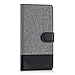 kwmobile Wallet case canvas cover for HTC 10 - Flip case with card slot and stand in grey black