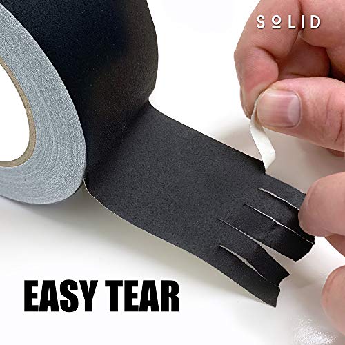 Gaffer Tape, Premium Grade, 2" X 30 Yards (Black) by SoLID, Heavy Duty, Extra-Strong Adhesion Gaff Tape, Easy Tear, Non-Reflective Matte Finish, Residue-Free Alternative to Duct Tape