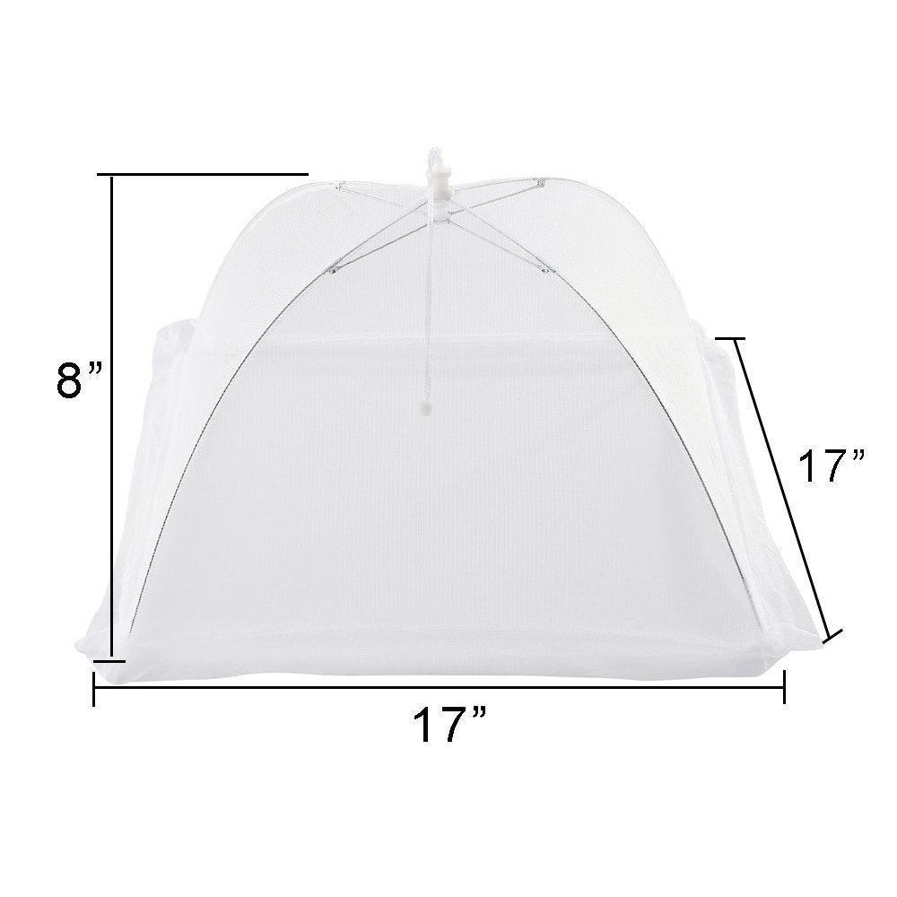 Ohomr Food Cover Set of 4 Large Reusable and Collapsible Pop-Up Mesh Screen Outdoor Picnic Food Net Tent Umbrella Keep Out Flies Mosquitoes Bugs