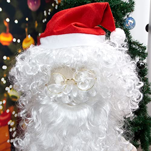 3 otters Christmas Santa Costume Set, 5PCS Christmas Costume Accessories Santa Claus Wig for Christmas Party Impersonation Masquerade Cosplay