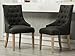 Roundhill Furniture C169CC Button Tufted Solid Wood Wingback Hostess Chairs with Nail Heads, Set of 2, Charcoal