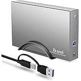ikuai Hard Drive Enclosure 3.5" Aluminum USB 3.0 / USB C to SATA Hard Drive Dock Case for 3.5 inch Internal HDD & SSD up to 20TB