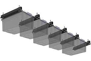 Fixirons 6 Pack Overhead Storage Bin Rack, Ceiling Racks for Utility Bins Organization, Heavy Duty Rack Ceiling Garage Storage for Supports Most Bins Container (for 5 Bins, Bins are not included)