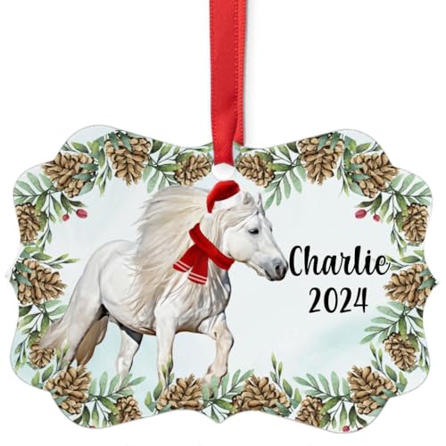 White Scottish Highland Pony Christmas Ornament