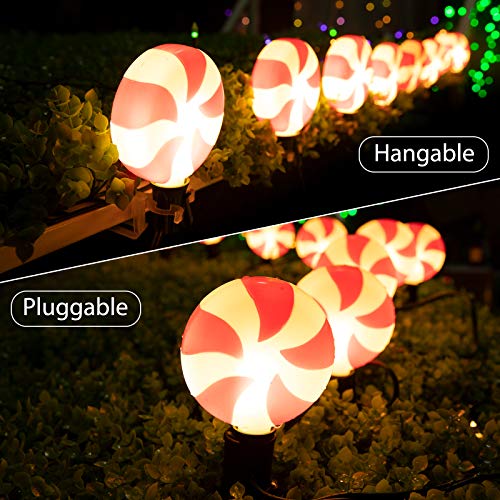 Christmas Lollipop Pathway Lights Outdoor, 7.2ft Plug in Peppermint
