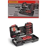 39-Piece General Tool Set-Essential Household Hand Tool Kit with Portable Toolbox Storage Case (Red)