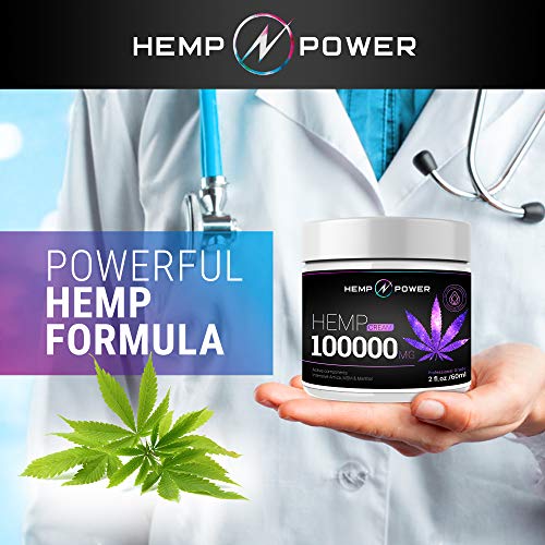 Hemp Power Pain Relief Cream - 100 000MG - Relieves Muscle, Joint Pain, Lower Back Pain, Knees, and Fingers - Inflammation - Hemp Extract Remedy - Hemp Oil with MSM - Arnica 2fl oz