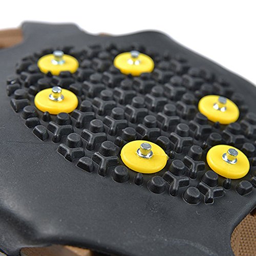 ezyoutdoor 1 Pair 10-Stud Anti-Slip Universal Snow Ice Gripper Outdoor Spikes Grips Cleats Crampons Climbing No Slip Shoes Cover Crampons Winter (Large:UK 8-11 26-29cm EUR 39-46)