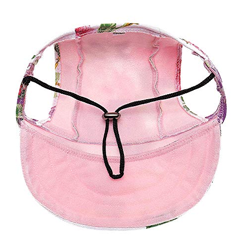 Happy Hours - Small Pet Dog Cat Baseball Visor Sports Hat Cap Puppy Summer Baseball Outdoor Ear Holes Sunbonnet Outfit Elastic Leather Neck Strap 6 Colors 2 Sizes Available (Flowers, Size M)