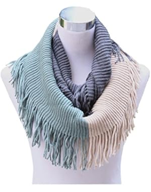 Women Winter Thick Knitted Woolen Yarn Infinity Scarf Circle Loop Scarves