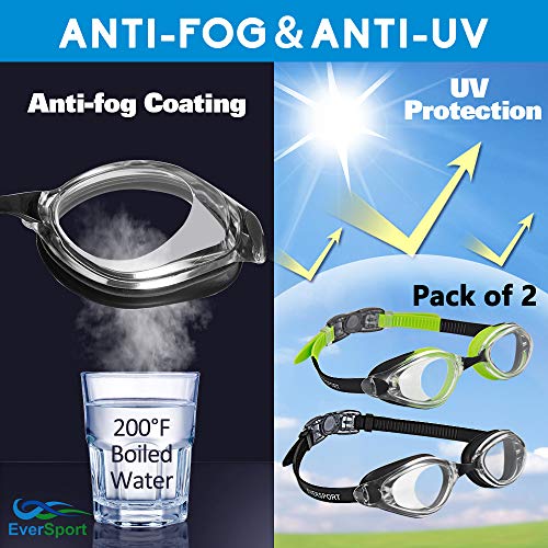 EverSport Swim Goggles, Pack of 2, Swimming Glasses for Adult Men Women