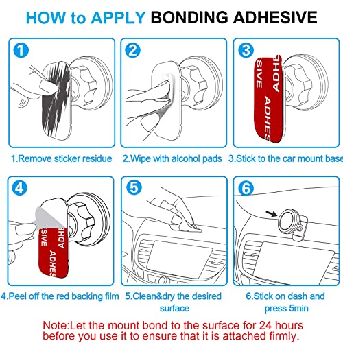 6 Pack Sticky Adhesive Pads for Dashboard Car Mount, PKYAA Mounting