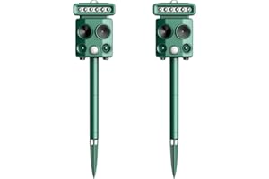Solar Powered Ultrasonic Animal Repellent Outdoor : 18KHZ Motion Activated Pest Deterrent with Waterproof Sensor&Flashing Lig